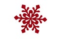 Red christmas snowflake. Isolated on white. Design element for c