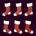 Red Christmas socks with different patterns