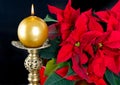 Red christmas star with golden candle Royalty Free Stock Photo