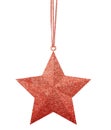 Red Christmas star isolated on white Royalty Free Stock Photo
