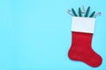 Christmas stocking with fir tree branches Royalty Free Stock Photo