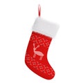 Red christmas stocking isolated 3d rendering Royalty Free Stock Photo