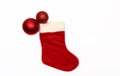 Red Christmas stocking isolated on the white background Royalty Free Stock Photo