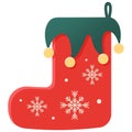 red christmas stocking sock with snowflakes Royalty Free Stock Photo