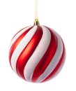 Red Christmas tree ball isolated on white background. Christmas bauble decoration Royalty Free Stock Photo
