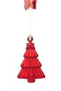 Red christmas tree decor toy in form of little fir tree Royalty Free Stock Photo