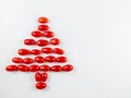 Red christmas tree made from tomato. Royalty Free Stock Photo