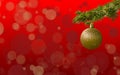 Red Christmas tree scene background. Fir tree with golden glitter ball Royalty Free Stock Photo