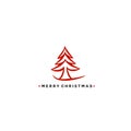 Red christmas tree vector illustration.