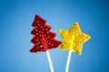 Red Christmas tree and yellow star candy