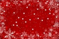 Red Christmas winter background with snowflakes and stars Royalty Free Stock Photo