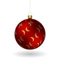 Red Christmass ball hanging on a golden chain