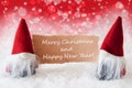 Red Christmassy Gnomes With Merry Christmas And Happy New Year Royalty Free Stock Photo