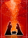 Red Chritmas Nativity Scene background - The Holy Family Royalty Free Stock Photo