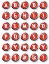 Red Chrome Round Buttons Alphabet