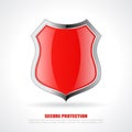 Red chrome shield icon Royalty Free Stock Photo