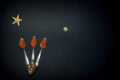 Red chum salmon caviar in small spoons. t Royalty Free Stock Photo