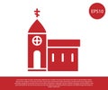 Red Church building icon isolated on white background. Christian Church. Religion of church. Vector Illustration Royalty Free Stock Photo