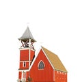 Red church isolated on white background