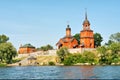 Red church in Ukrainian countryside