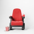 Red cinema chair on white background