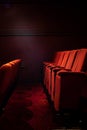 Red cinema seats spotlight beautiful detailed
