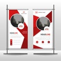 Red circle Business Roll Up Banner flat design template ,Abstract Geometric banner template Vector illustration set Royalty Free Stock Photo