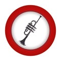 Red circle with gray trumpet Royalty Free Stock Photo