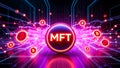 Red circle with the letters MFT on it Royalty Free Stock Photo