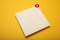 Red circle on mail letter, communication concept. Address correspondence Royalty Free Stock Photo