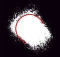 a red circle with paint brush stroke on a black background, a red brush stroke with white square Royalty Free Stock Photo