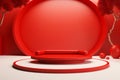 Red Circle Product Platform, Minimalist Japanese Design for Modern Displays