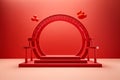 Red Circle Product Platform, Minimalist Japanese Design for Modern Displays