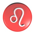 ZODIAC LEO ICON red circle push button - 3D rendering illustration Royalty Free Stock Photo