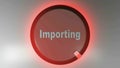 Importing red circle sign with rotating cursor - 3D rendering video clip