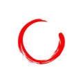 Red Circle Zen, Sumi-e, Watercolor, Vector Design, Illustration, Background, Logo Royalty Free Stock Photo