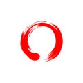 Red Circle Zen Sumi-e, Purity, Watercolor, Vector Design, Logo Royalty Free Stock Photo