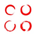 Red Circle Zen, Sumi-e, Watercolor, Vector Design, Illustration, Background, Logo Royalty Free Stock Photo
