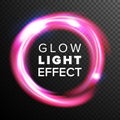 Red Circles Glow Light Effect Vector. Energy Line Neon Swirl Ray Streaks. Abstract Lens Flares. Design Element For