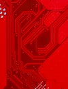 Red circuit board texture background of computer motherboard