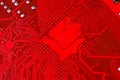 Red circuit board texture background of computer motherboard Royalty Free Stock Photo