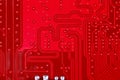 Red circuit board texture background of computer motherboard Royalty Free Stock Photo