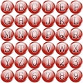 Red circular alphabet buttons