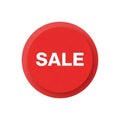 Red circular button with the word SALE in bold, white capital letters centered Royalty Free Stock Photo