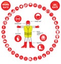 Red circular Health and Safety Icon collection Royalty Free Stock Photo