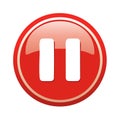 Red Circular Icon with Two Vertical White Lines in the Middle Signifying a Pause Button Illustration Royalty Free Stock Photo