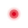 Red circular pattern with concentric rings displayed in simple geometric design