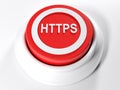 HTTPS red circular push button - 3D rendering Royalty Free Stock Photo