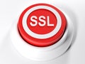 SSL red circular push button - 3D rendering Royalty Free Stock Photo