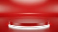 Red Circular Stage Platform With White Light Ring podium round Royalty Free Stock Photo